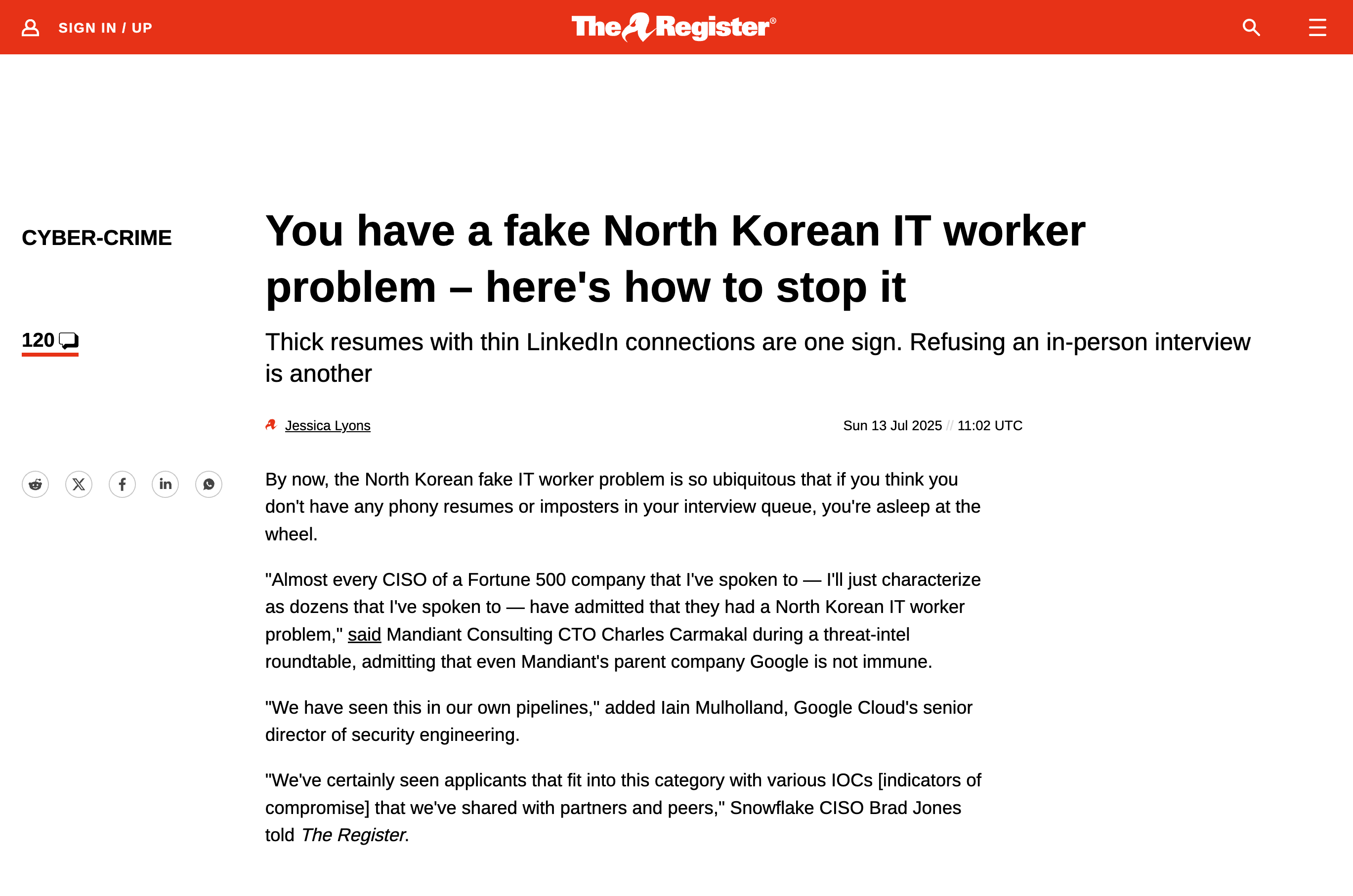 The Register: You have a fake North Korean IT worker problem